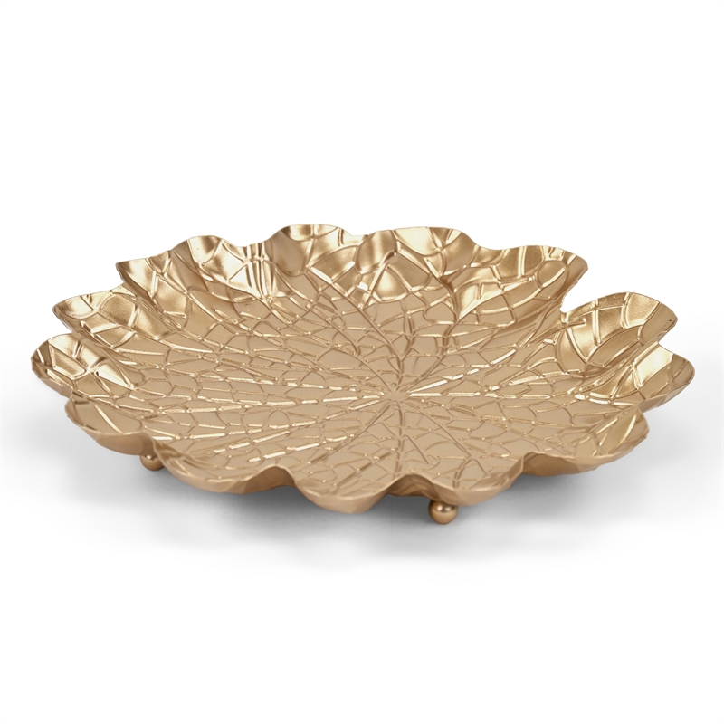 Delphine Golden Metal Lilypad Catchall Tray - Large