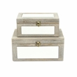 Larkspur Set of 2 Gray Washed Mirrored Wood Boxes