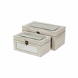 Larkspur Set of 2 White Mirrored Wood Boxes