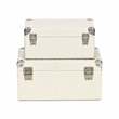 Estina Set of 2 Woven Vinyl Pattern Wood Boxes - White