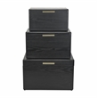 Sable Set of 3 Trunks with Gold Handles - Black