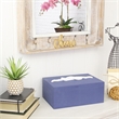Caler 2 Piece Rectangular Blue Wood Storage Box Set with White Rope Accent