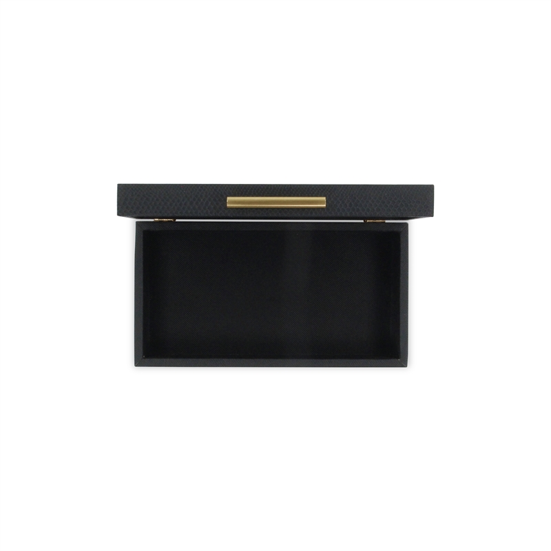 Lusan Rectangular Decorative Box Set - Black Faux Snakeskin