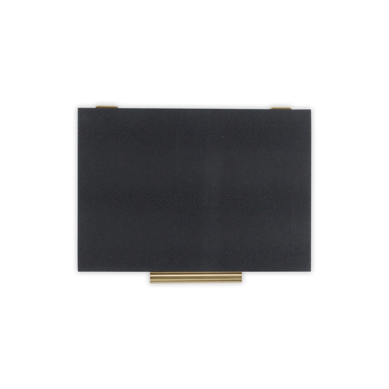 Lusan Rectangular Decorative Box Set - Black Faux Snakeskin