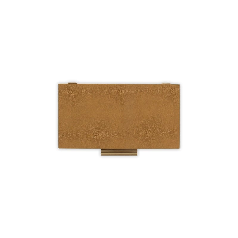 Lusan Rectangular Decorative Box Set - Camel Brown Faux Shagreen