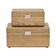 Sable Set of 2 Boxes with Silver Handles - Brown