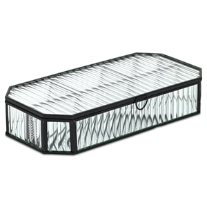 Zelara 11.6&quot Fluted Glass Mirrored Display Box - Black