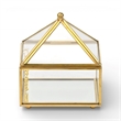Vortial Metal Framed Glass Pyramid Decorative Box - Gold