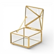 Vortial Metal Framed Glass Pyramid Decorative Box - Gold