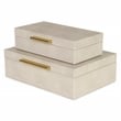 Lusan Rectangular Decorative Box Set - Cream Faux Shagreen