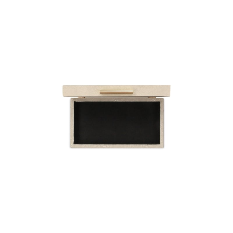 Lusan Rectangular Decorative Box Set - Cream Faux Shagreen