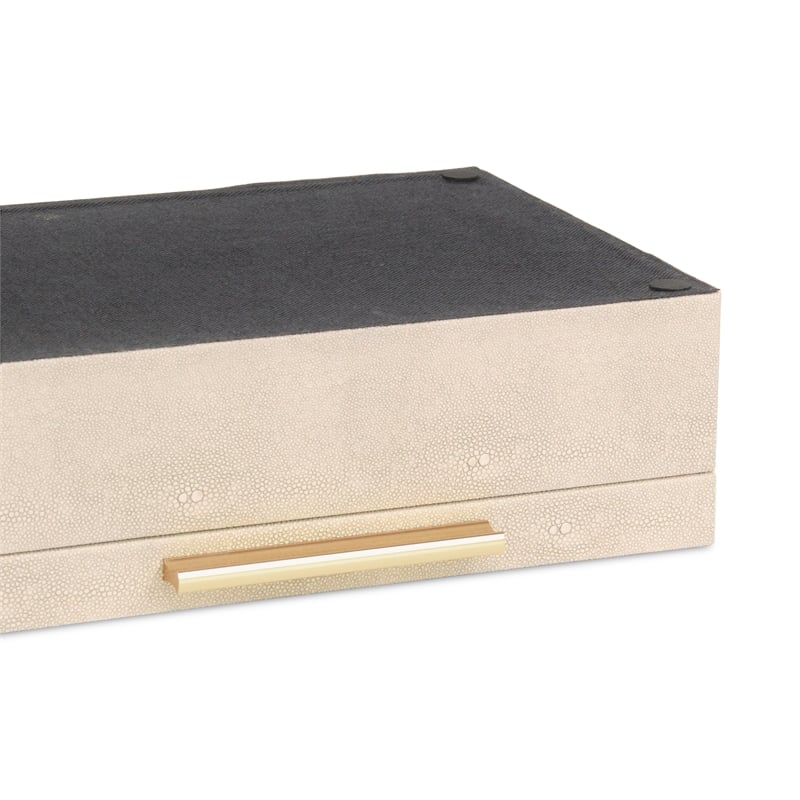 Lusan Rectangular Decorative Box Set - Cream Faux Shagreen