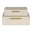 Lusan Rectangular Decorative Box Set - Cream Faux Shagreen