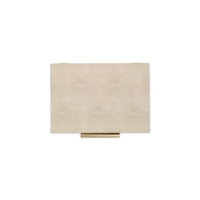 Lusan Rectangular Decorative Box Set - Cream Faux Shagreen