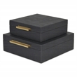 Lusan Square Decorative Box Set - Black Faux Shagreen