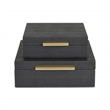 Lusan Square Decorative Box Set - Black Faux Shagreen