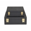 Lusan Square Decorative Box Set - Black Faux Shagreen