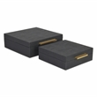 Lusan Square Decorative Box Set - Black Faux Shagreen