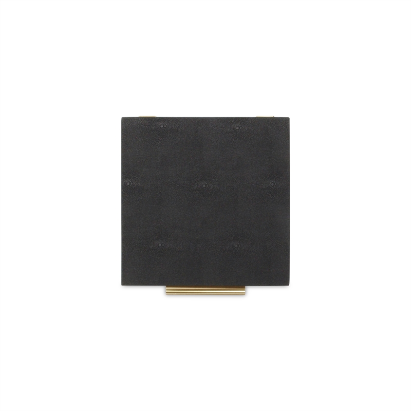 Lusan Square Decorative Box Set - Black Faux Shagreen