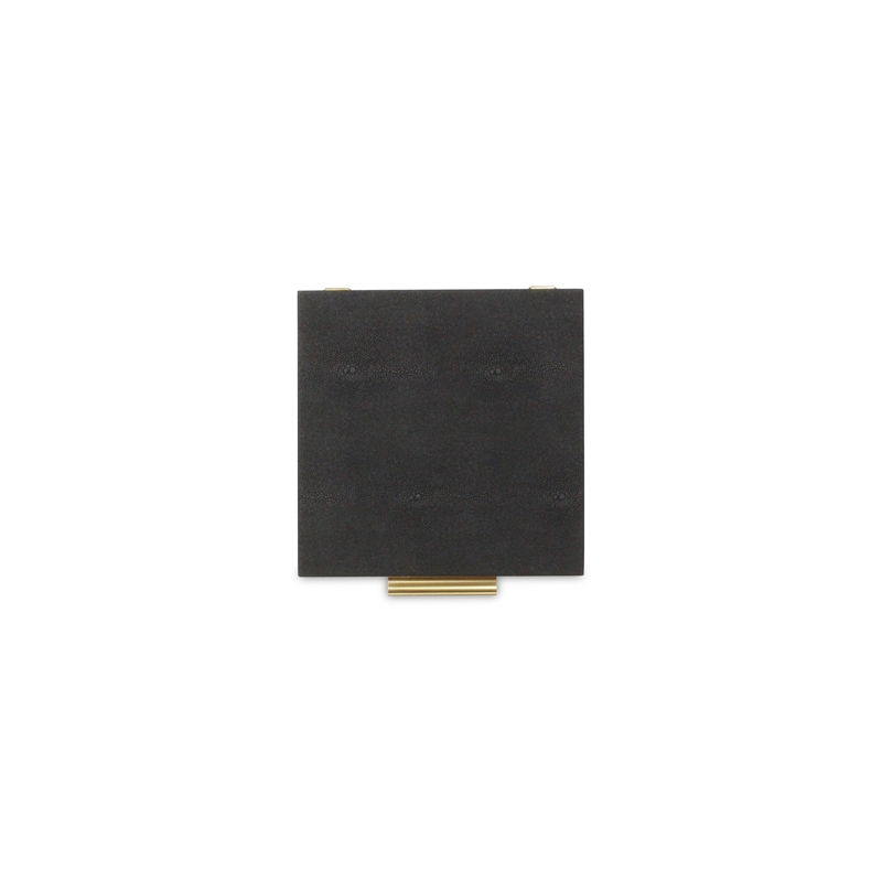 Lusan Square Decorative Box Set - Black Faux Shagreen