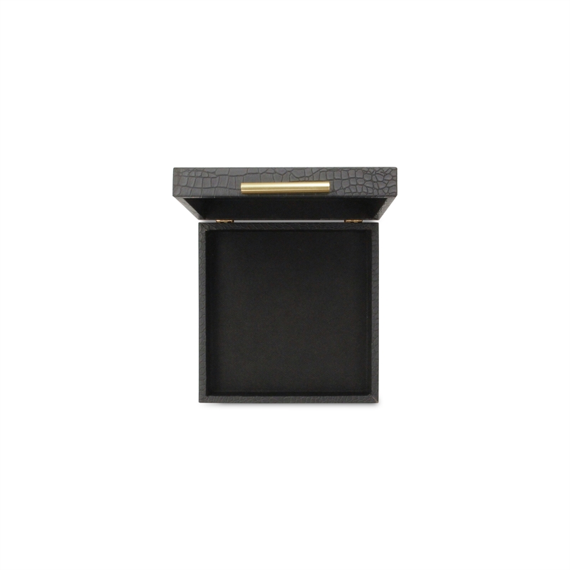 Lusan Square Decorative Box Set - Black Faux Croco