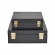 Lusan Square Decorative Box Set - Black Faux Croco