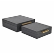 Lusan Square Decorative Box Set - Black Faux Croco