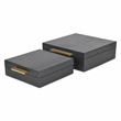Lusan Square Decorative Box Set - Black Faux Croco