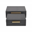 Lusan Square Decorative Box Set - Black Faux Croco