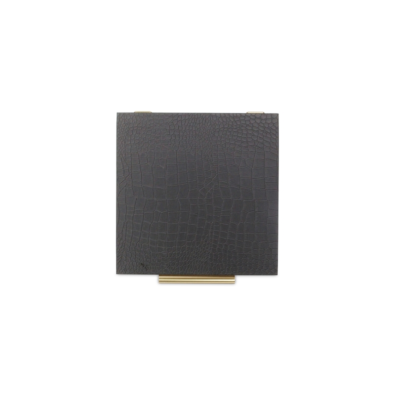 Lusan Square Decorative Box Set - Black Faux Croco