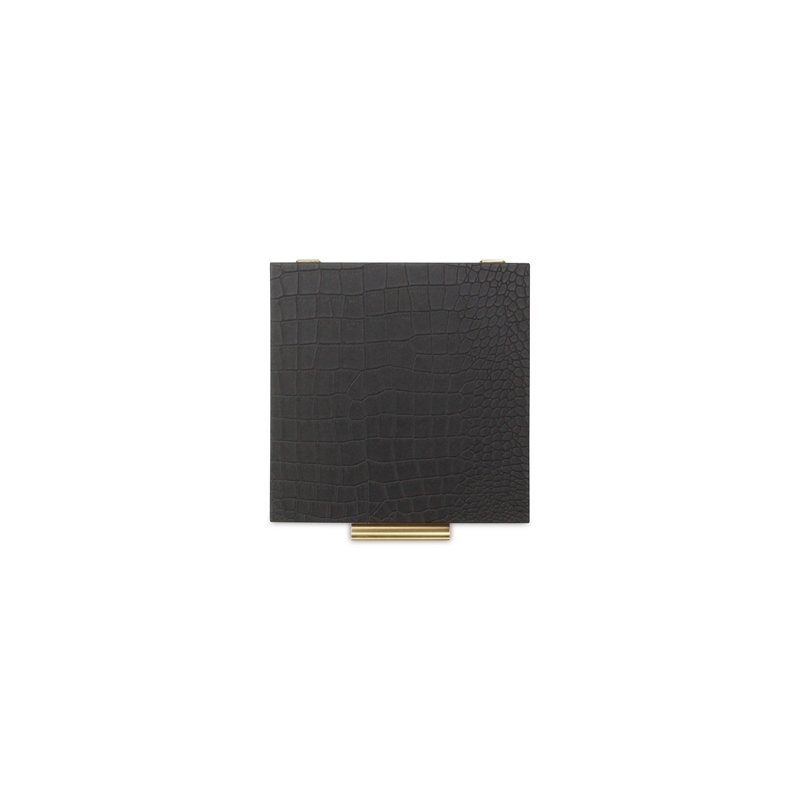 Lusan Square Decorative Box Set - Black Faux Croco
