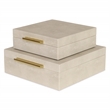 Lusan Square Decorative Box Set - Cream Faux Shagreen
