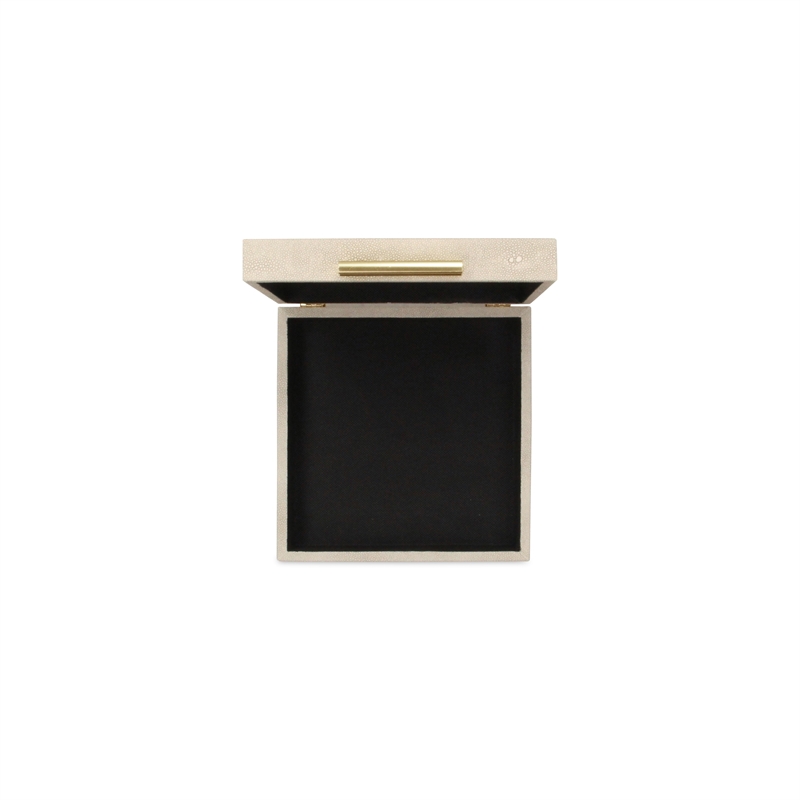 Lusan Square Decorative Box Set - Cream Faux Shagreen