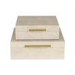 Lusan Square Decorative Box Set - Cream Faux Shagreen