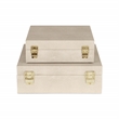 Lusan Square Decorative Box Set - Cream Faux Shagreen
