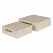 Lusan Square Decorative Box Set - Cream Faux Shagreen