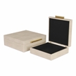 Lusan Square Decorative Box Set - Cream Faux Shagreen
