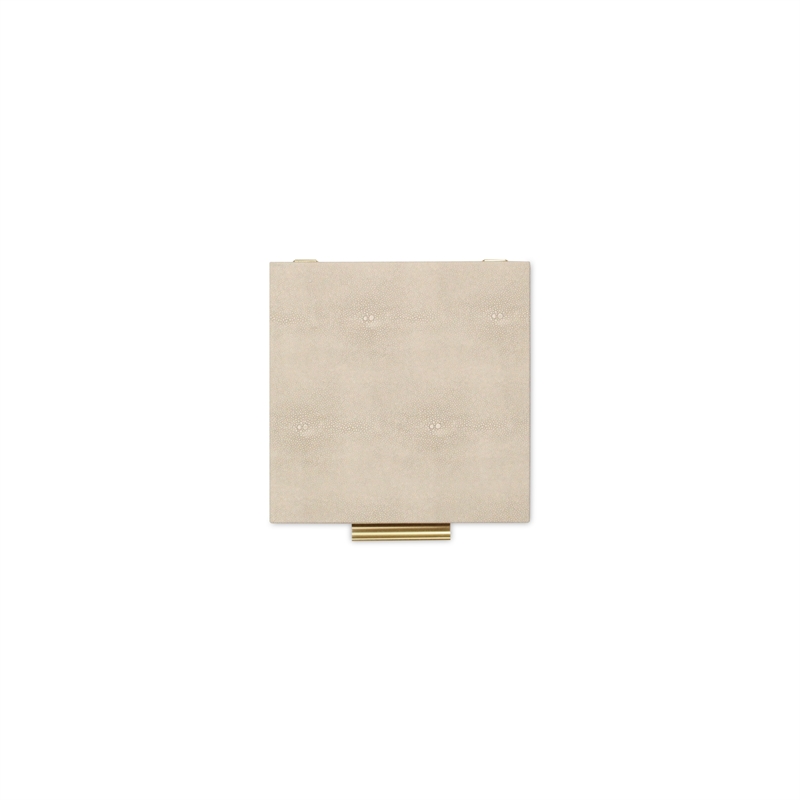 Lusan Square Decorative Box Set - Cream Faux Shagreen