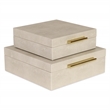 Lusan Square Decorative Box Set - Cream Faux Shagreen