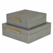 Lusan Square Decorative Box Set - Gray Faux Shagreen