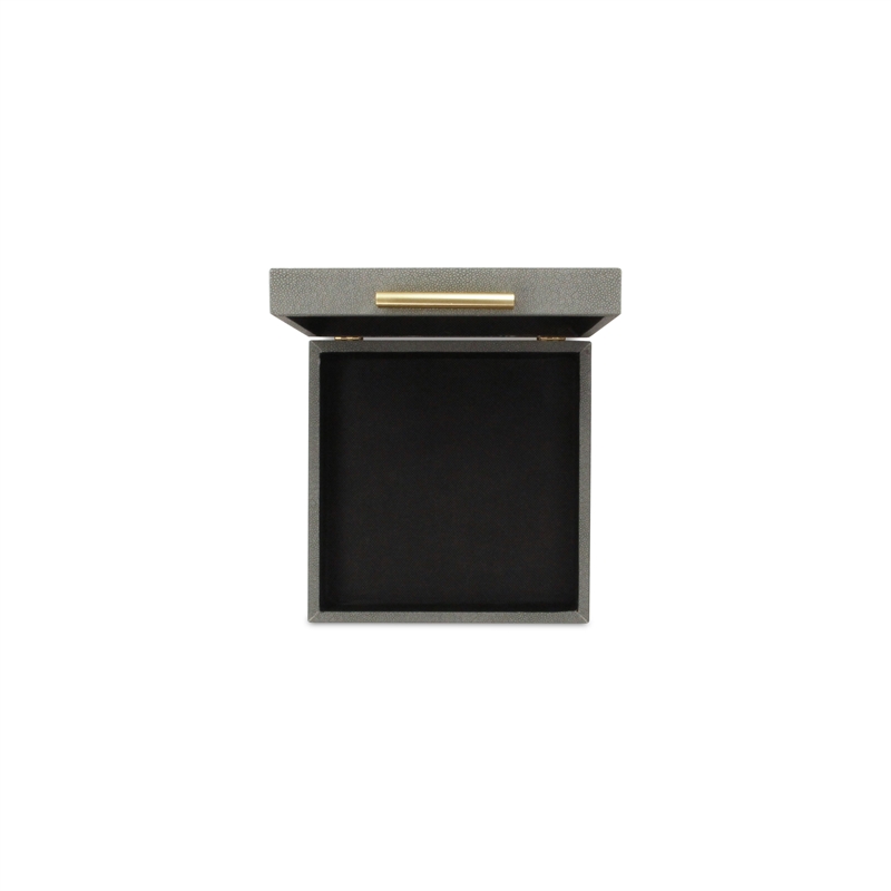 Lusan Square Decorative Box Set - Gray Faux Shagreen