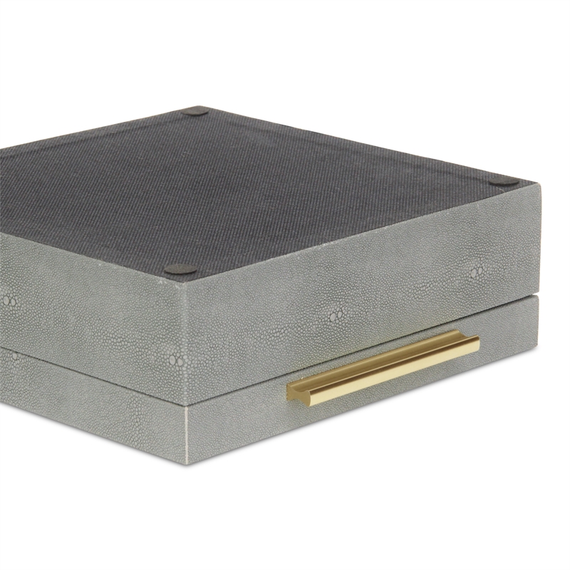 Lusan Square Decorative Box Set - Gray Faux Shagreen