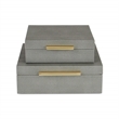 Lusan Square Decorative Box Set - Gray Faux Shagreen