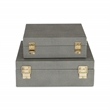 Lusan Square Decorative Box Set - Gray Faux Shagreen