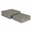 Lusan Square Decorative Box Set - Gray Faux Shagreen