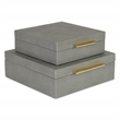 Lusan Square Decorative Box Set - Gray Faux Shagreen