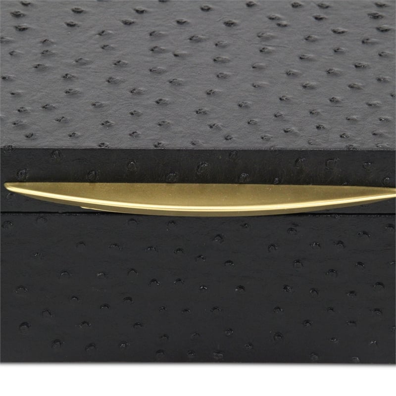 Canorus Faux Ostritch Pattern Rectangular Box Set - Black