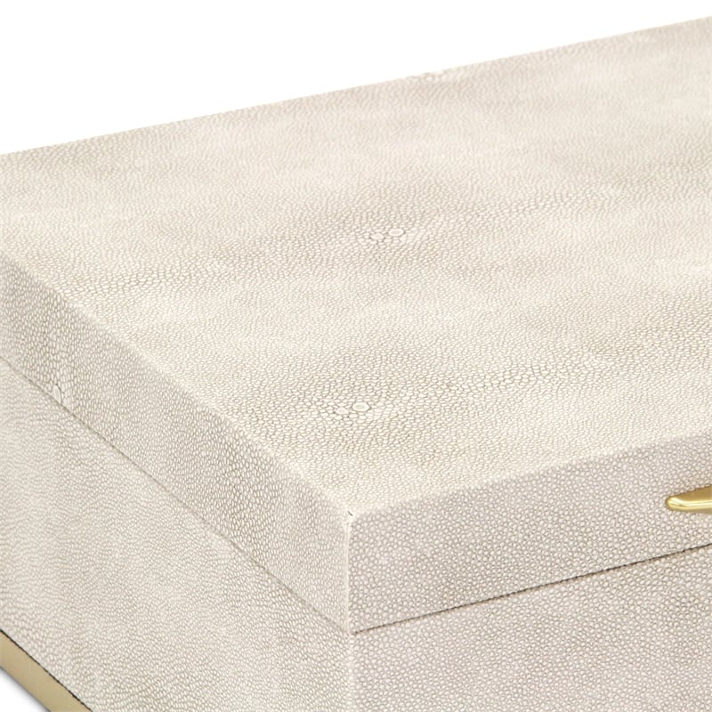 Zynova Rectangular Box Set - Cream Faux Shagreen