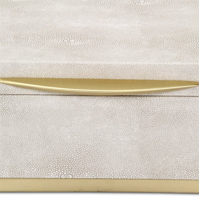Zynova Rectangular Box Set - Cream Faux Shagreen