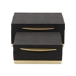 Zynova Square Gold Accented Box Set - Black Faux Shagreen - Gold Metal Base -